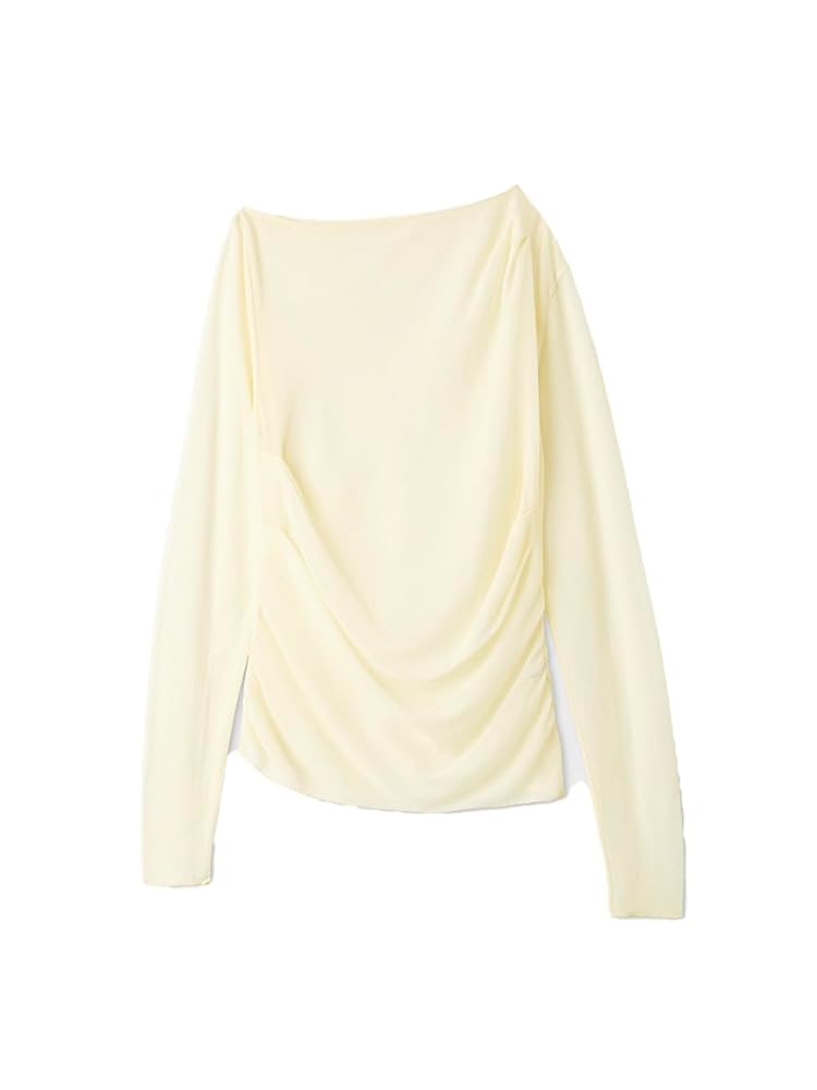 Amazon | [ミースロエ] アシンメトリーギャザートップス